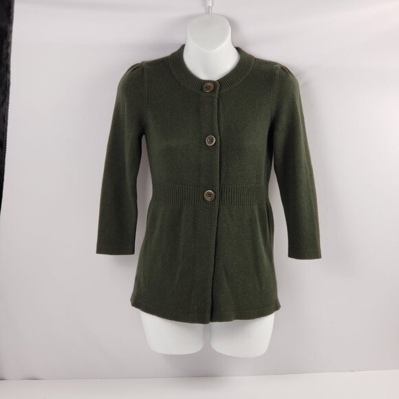 Ann Taylor Petite XSP Green Cardigan Sweater Womens Button Down 3/4 Sleeve - Picture 3 of 13